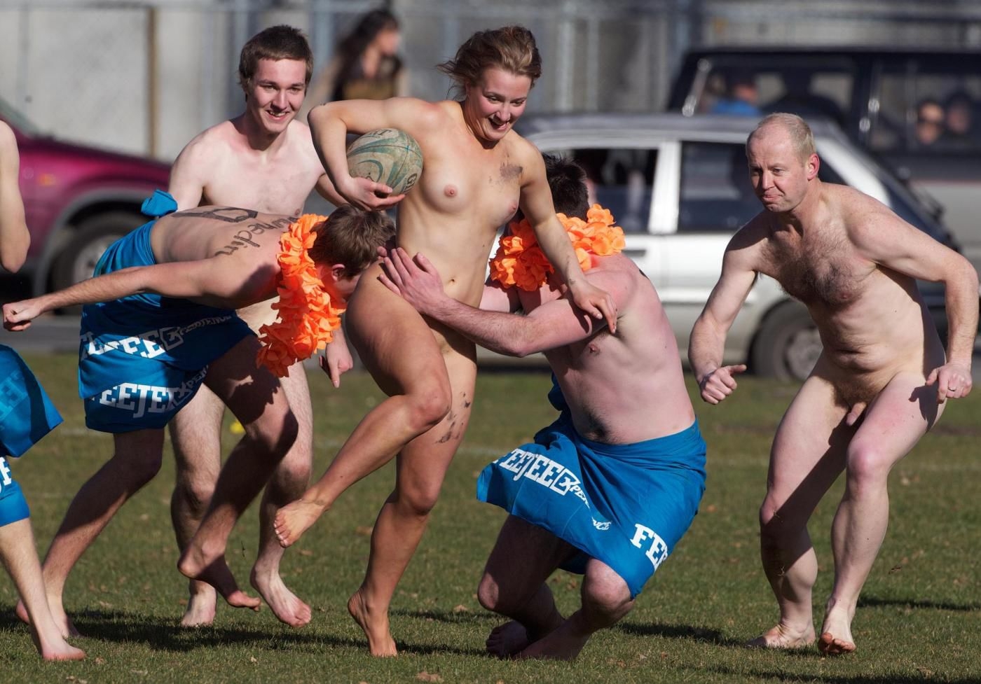 Naked female rugby players