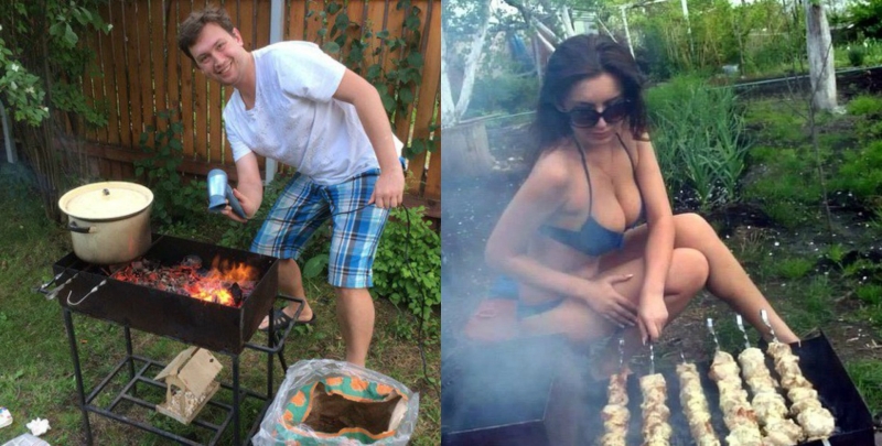 Шашлык на природе с девками